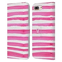 Head Case Designs Pink Strokes Watercoloured Stripes Leather Book Wallet Case Cover Compatible with Apple iPhone 7 Plus/iPhone 8 Plus