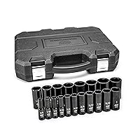 GEARWRENCH 19 Piece 1/2 Inch Drive 6 Point Impact Socket Set, Deep, SAE - 84934N