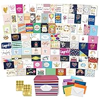 100 All Occasion Cards Assortment Box with Color Envelopes，All Occasion Cards Set with Greeting Inside, Large 5 x 7 inch Cards with Stickers and Dividers