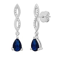 Dazzlingrock Collection 6X4 MM Each Pear Gemstone & Round White Diamond Ladies Infinity Drop Earrings, Available in Various Gemstones in 10K/14K/18K Gold & 925 Sterling Silver