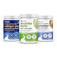 Dawn-to-Dusk Collagen Bundle, French Vanilla Collagen Creamer, Matcha Latte Peptides, Honey Chamomile Collagen PM, 20 Servings