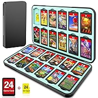 Switch Game Case Storage 24 Games Card and 24 Micro SD Cartridge Slots, Switch Game Holder for Nintendo Switch/OLED/Lite, Portable Switch Game Card Case with Hard Shell&Magnetic Closure, Black Blue