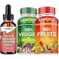 Fruits and Veggies Supplement + Strawberry Flavored Calcium Potassium Magnesium Zinc Supplements