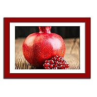 Ripe Pomegranate Wall Art Decor Picture Painting Poster Print on Fine Art Paper Panels Pieces - Vegan Theme Wall Decoration Set - Juicy Red Wall Picture for Cafe Restaurant 12 by 16 in