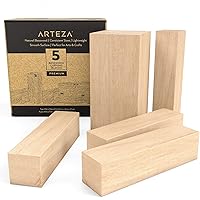 Arteza Basswood Carving Blocks, Set of 5 Pieces, One 4 x 2 x 2 Inches and Four 4 x 1 x 1 Inches Blocks, Art Supplies for Carving, Crafting, Whittling and Christmas Craft Projects