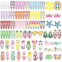 Hair Clips for Girls, Funtopia Lovely Animal Fruit Printed Pattern No Slip Metal Snap Hair Clips Barrettes, 180 pcs Colorful Snap Clips for Kids Teens Women