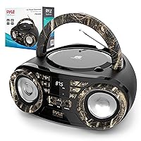 Pyle Portable CD Player Bluetooth Boombox Speaker-AM/FM Stereo Radio&Audio Sound,Supports CD-R-RW/MP3/WMA,USB,AUX,Headphone,LED Display,AC/Battery Powered,Real Tree-Pyle PHCD59.5