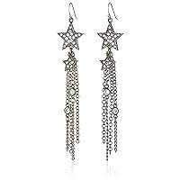 Ben-Amun Jewelry Silver-Tone Crystal Star Dangle Earrings