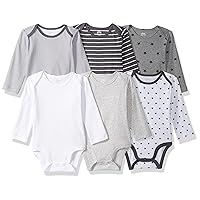 Amazon Essentials Unisex Babies' Long-Sleeve Bodysuits, Pack of 6