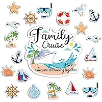 26pcs Family Cruise Door Magnets Decorations, Family Cruise Ship Door Magnetic Anniversary Party Sign Decors for Car Fridge Refrigerator Family Carnival Cruise Stickers Decals Supplies Favors
