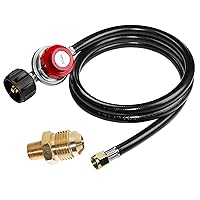 5 feet 0-20 PSI Adjustable High Pressure Propane Regulator with Hose, LP Gas Grill Regulator Hose with 1/8 MNPT Pipe Fitting for QCC1 Tank,Fits for Grill,Burner,Turkey Fryer,Cooker,Firepit and More