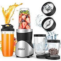 Smoothie Blender, Blender for Shakes and Smoothies, 15-Piece Personal Blender and Grinder Combo for Kitchen, Smoothies Maker with 4 BPA-Free Portable Blender Cup, Nutritious Recipe, MAX 900W
