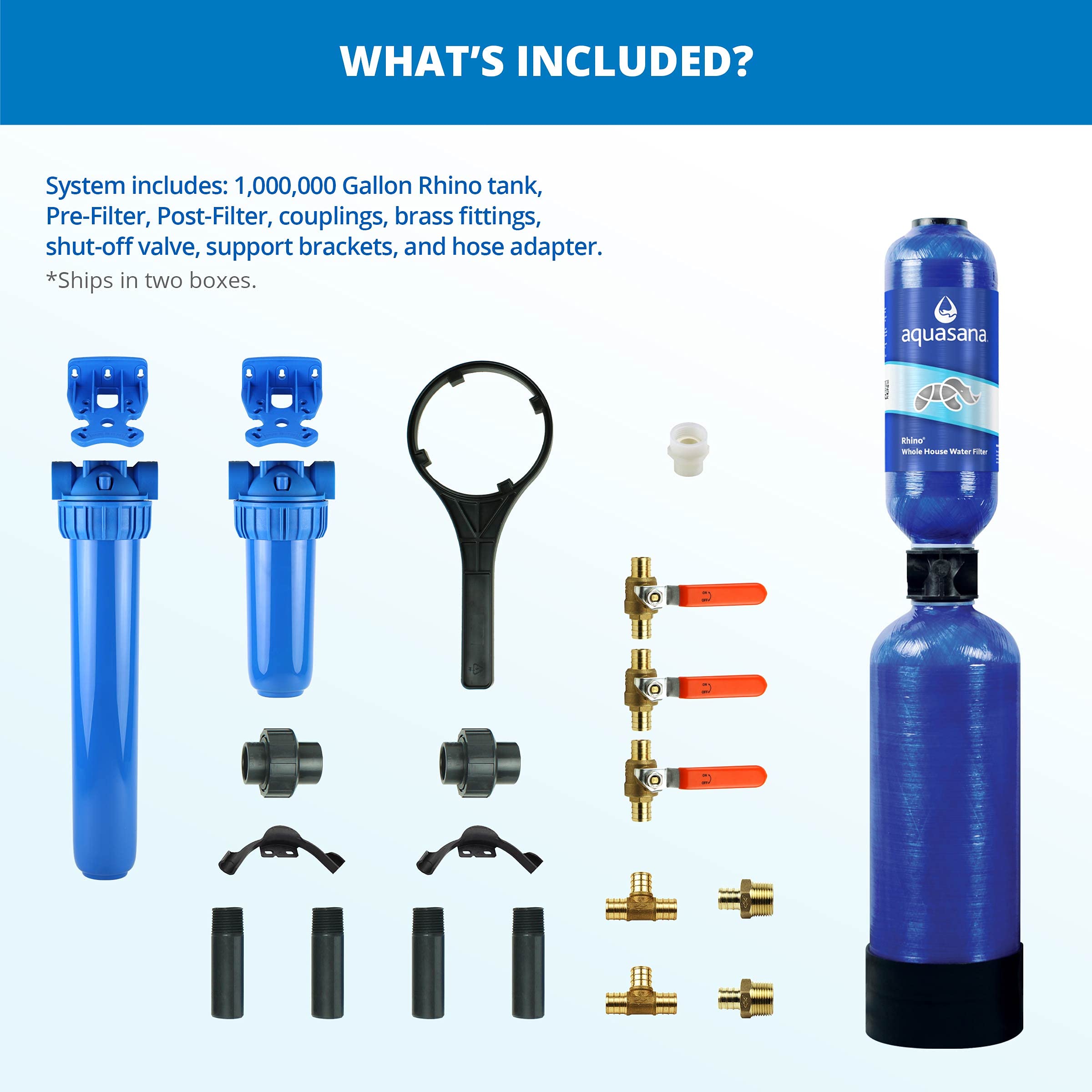 Aquasana Whole House Water Filter System - Carbon & KDF Home Water Filtration - Filters Sediment & 97% Of Chlorine - 1,000,000 Gl - EQ-1000