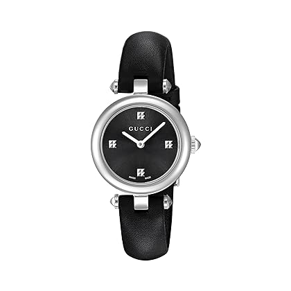 Gucci Swiss Quartz Stainless Steel and Leather Dress Black Women's Watch(Model: YA141506)