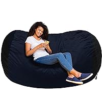 Amazon Basics Memory Foam Filled Bean Bag Lounger with Microfiber Cover, 6 ft, Blue, Solid