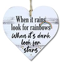 CARISPIBET When it Rains Look for Rainbows when it's dark look for stars Home signs Inspirational Wall Decor Art Inspiring Quote signs gifts for home 5