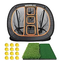 Professinoal Golf Chipping Net with Golf Hitting Mat,12 Practice Foam Balls and 2 Pixing Pins, for Indoor and Outdoor Target Chipping Training