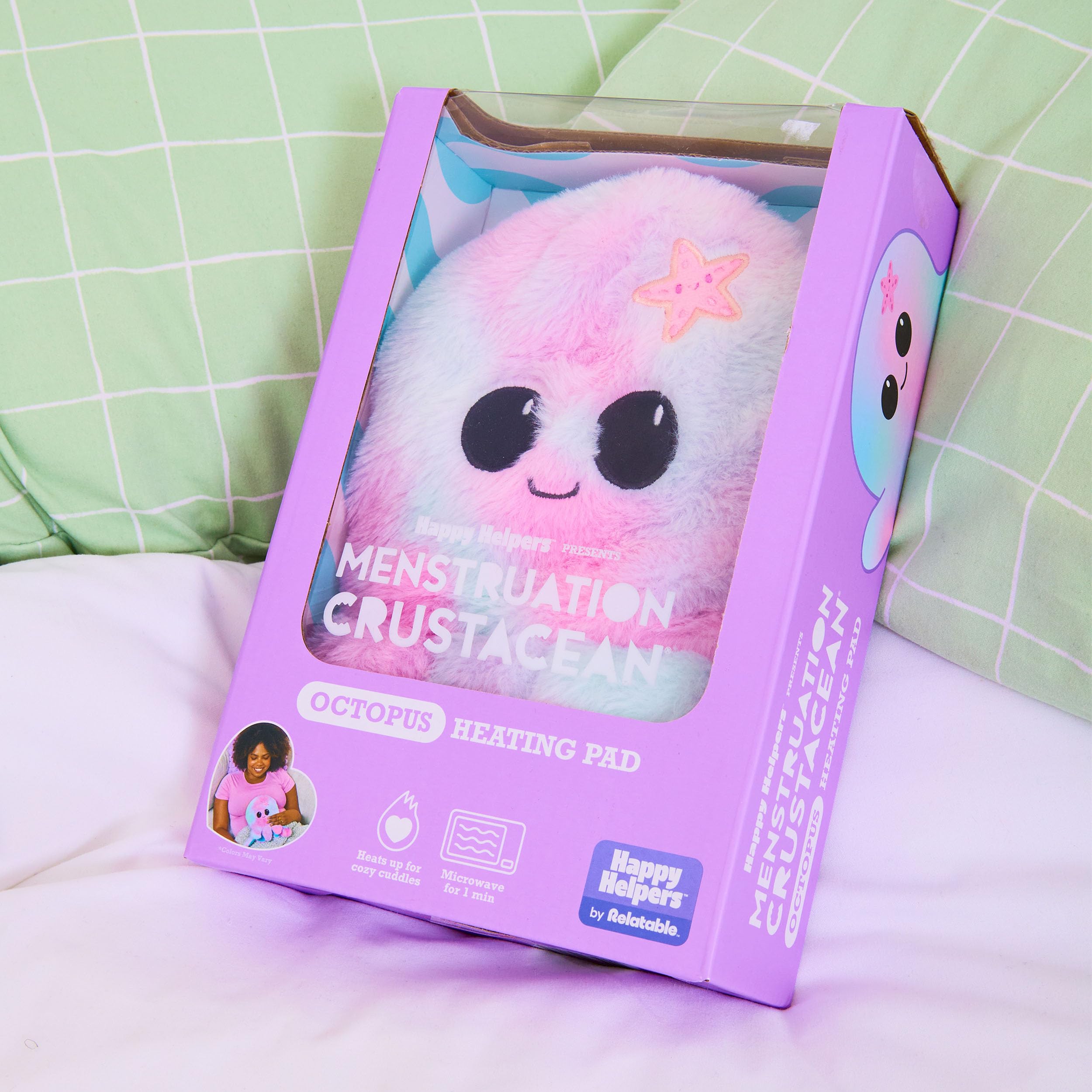 WHAT DO YOU MEME? Happy Helpers Octopus Plush — Menstruation Crustacean Plushies Cute Heating Pad for Cramps
