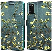 CoverON Wallet Pouch Designed for Samsung Galaxy A03s Case, RFID Blocking Flip Folio Stand PU Leather Phone Cover - Almond Blossom