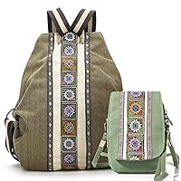 Goodhan Canvas Backpack Purse for Women with Small Crossbody Purse for Cellphone