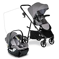 Britax Willow Brook Baby Travel System, Infant Car Seat and Stroller Combo with Aspen Base, ClickTight Technology, RightSize System and 4 Ways to Stroll, Graphite Glacier