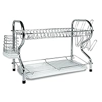 16-Inch, Chrome Plated, R-Shaped, Rust-Resistant, 2-Tier Dishrack