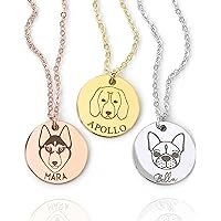 MignonandMignon Personalized Portrait Memorial Gift Dog Name Necklace Portrait for Her Puppy Jewelry - LCN-FDP