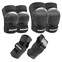 BODYPROX Knee Pads Elbow Pads Wrist Guards Set for Inline Skating, Skateboarding, Roller Derby, BMX Ride, and Rollerblading.