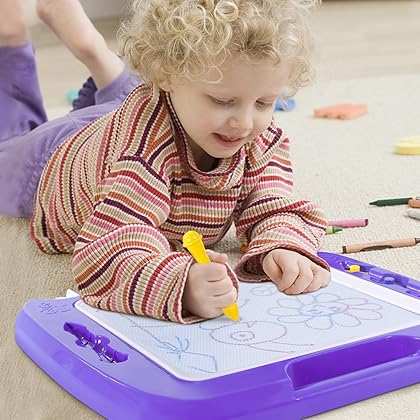 SGILE Magnetic Drawing Board Toy for Kids, Large Doodle Board Writing Painting Sketch Pad, Purple