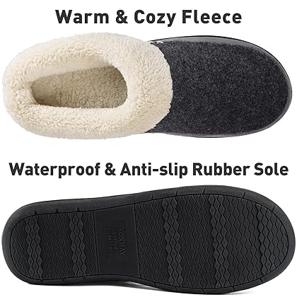 VONAMY Men's Slippers Fuzzy Warm House Shoes Memory Foam Slip On Clog Plush Wool Fleece Indoor Outdoor