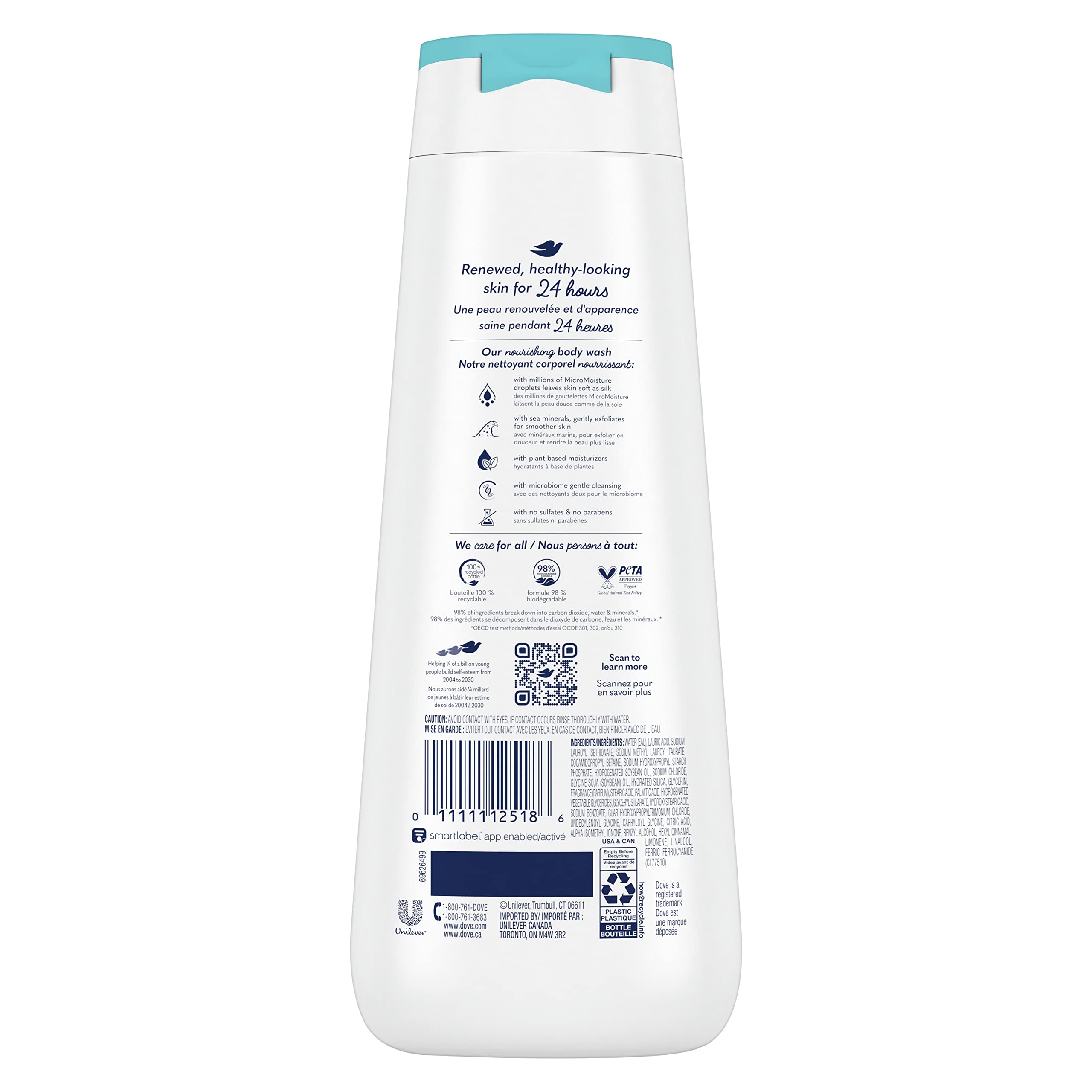 Dove Body Wash Gentle Exfoliating With Sea Minerals 4 Count Instantly Reveals Visibly Smoother Skin Cleanser That Effectively Washes Away Bacteria While Nourishing Your Skin 20 oz