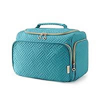 BAGSMART Travel Toiletry Bag, Large Wide-open Travel Bag for Toiletries, Makeup Cosmetic Travel Bag with Handle, Blue-Large