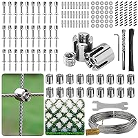 20Pcs Heavy Duty Cross Cable Clamp +30Pcs Heavy Duty Cross Head Standoffs + 150ft Stainless Steel Wire Ropes | Acemaker Wire Trellis for Climbing Plants Outdoor