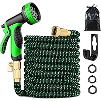 75 ft Expandable Garden Hose - Flexible Water Hose with 10 Spray Nozzle - Car Wash Hose with 3/4