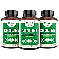 Nested Naturals Choline Bitartrate 500mg | High Potency Choline Supplements | Supports Cognitive Performance & Liver Function | 100% Vegan & Non-GMO Choline | (3-Pack)