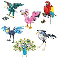 Oichy Bird Animals Building Block Set, 6 Pack Animal Figures Building Toy, Creative Party Favors for Kids, Easter Gift for Kids Ages 6+