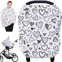 Baby Car Seat Covers, Carseat Canopy, Boys Girls Privacy Breastfeeding Cover (Grey Heart)