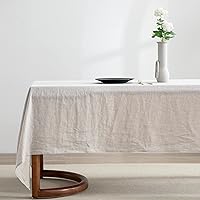 100% Pure Linen Rectangle Tablecloths 60x84Inches for Dining,Parties,Weddings and Restaurants,Decorative Halloween,Thanksgiving,Christmas Table Cloth Machine Washable Tablecloth-Natural Linen