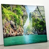 My Photostation.com Tempered Glass Wall Art 50Wx33.5H'' Scenery Wall Decor Home Decor Large Wall Art Gifts for her Nature View Wall Art Phuket island Tropical Wall Art