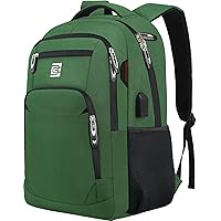 Laptop Backpack,Business Travel Anti Theft Slim Durable Laptops Backpack with USB Charging Port,Water Resistant College Computer Bag for Women & Men Fits 15.6 Inch Laptop and Notebook-Green