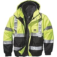 HV Men's Class 3 High Visibility 3-in-1 Bomber Jacket with 3M Scotchlite Reflective Material - Lime, XL