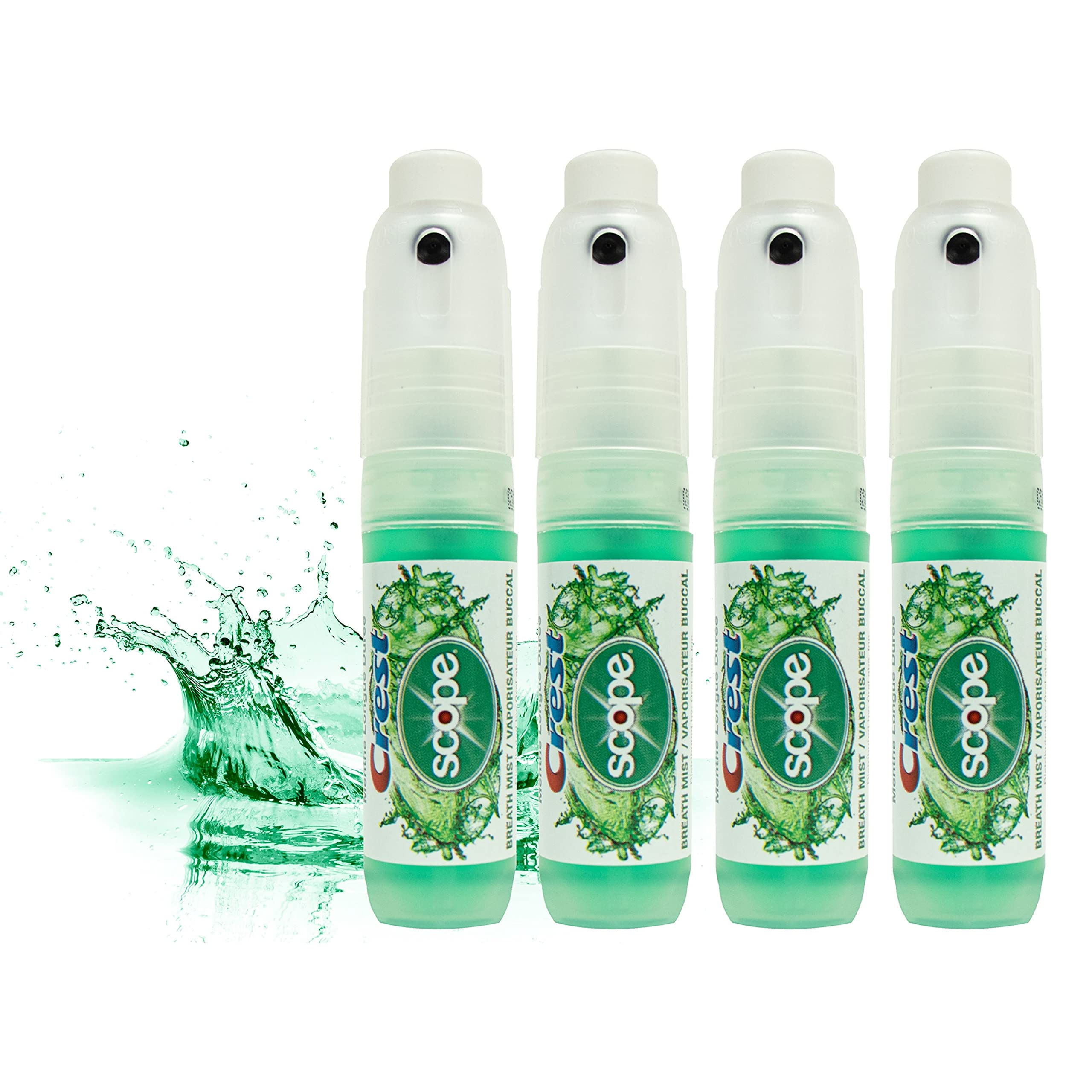 Crest Scope | One 4-Pack of Mint Breath Mist Sprays (4 Total Sprays) - 0.24 ounce (7mL) - Made in an FDA Audited USA Facility