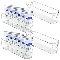 Breastmilk Storage Container 4PCS Set, Clear Freezer and Fridge Organizer Bins, Plastic Storage Bins for Breast Milk, Baby Pouches, Formula, Bottles and Yogurts, 4.3’’ Width, 14.7