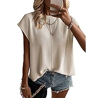 Milumia Women's Casual Cap Sleeve Crew Neck Pullover Sweater Vest Loose Fit Knit Tops
