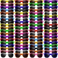 96 Pack Kids Sunglasses Party Favors, Kid's Neon Sunglasses Bulk, Childrens Sunglasses Boys Girls Eyewear Pack for Goody Bag Fillers Summer Beach Pool Birthday Party Supplies