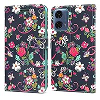 CoverON Pouch for Motorola Moto G Power 5G 2024 Wallet Case for Women, RFID Blocking Flip Folio Stand Vegan Leather Floral Cover Sleeve Card Slot Fit Moto G Power 5G (2024) Phone Case - Flower