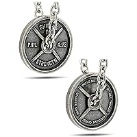 Men's Stainless Steel with Antique Finish JUMBO Weight Plate on Linked Chain Necklace-Phil 4:13