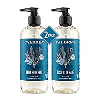 Caldrea Hand Wash Soap, Aloe Vera Gel, Olive Oil and Essential Oils to Cleanse and Condition, Basil Blue Sage, 10.8 oz, 2 Pack