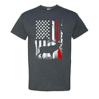 Deer Antlers Gun Hunting American Flag Patriotic DT Adult T-Shirt Tee