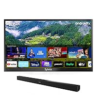 SYLVOX 65'' Outdoor TV with Soundbar, 4K UHD Outdoor Television Built in Voice Assistant, Waterproof Smart TV Support WiFi Bluetooth